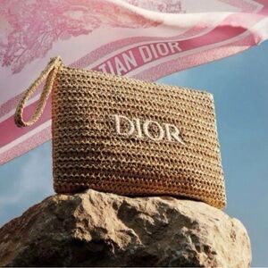 Christian Dior Tan Woven Clutch wristlet New in box *Beach ready*!!!